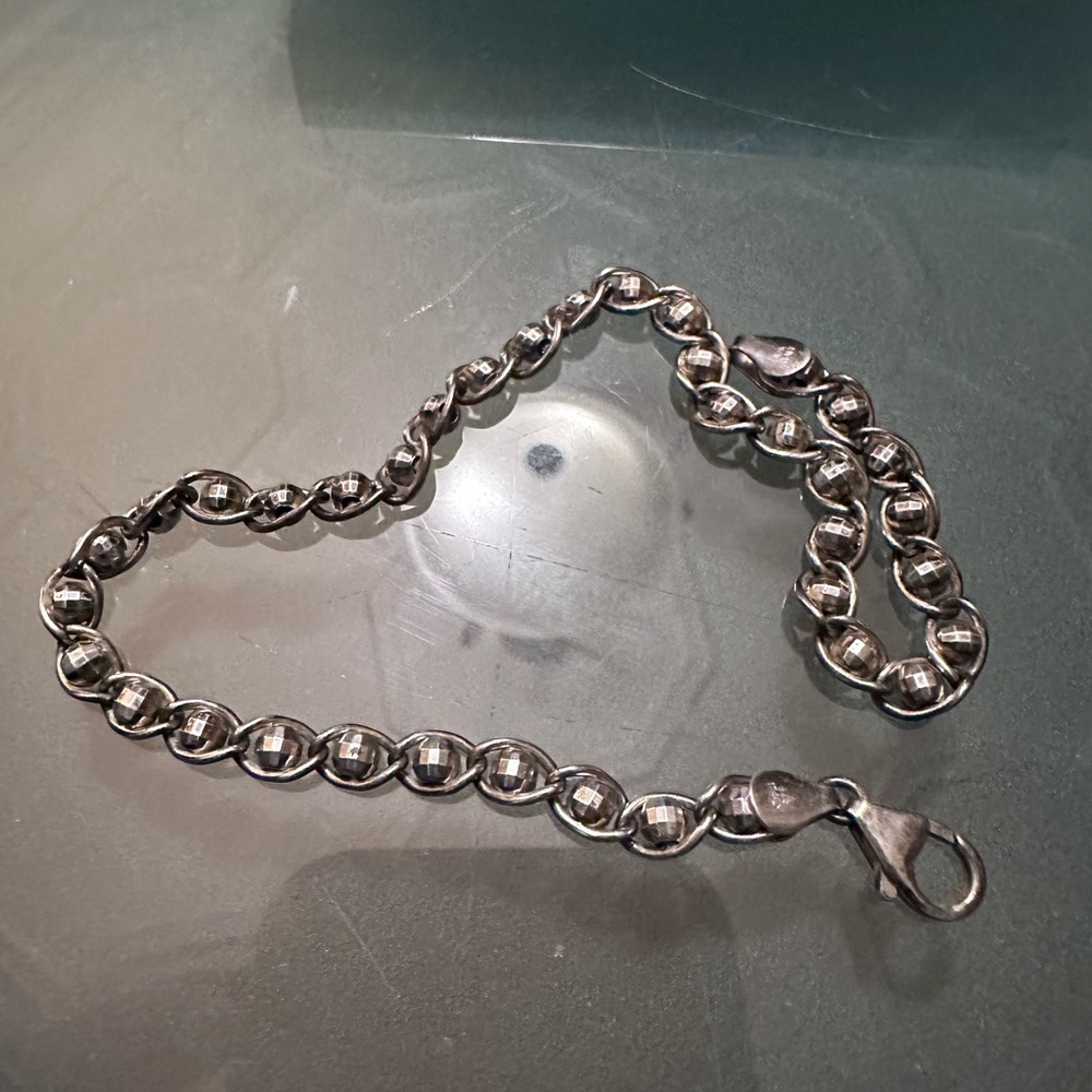 Sterling Silver Diamond Cut Ankle Bracelet 10”